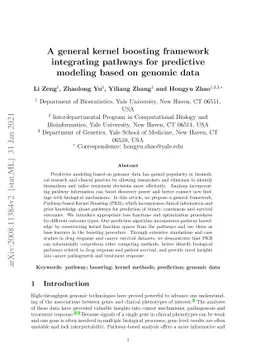 A general kernel boosting framework integrating pathways for predictive
  modeling based on genomic data