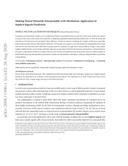 Making Neural Networks Interpretable with Attribution: Application to
  Implicit Signals Prediction