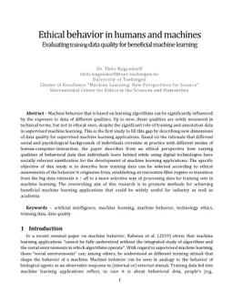 Ethical behavior in humans and machines -- Evaluating training data
  quality for beneficial machine learning