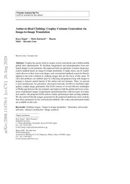 Anime-to-Real Clothing: Cosplay Costume Generation via Image-to-Image
  Translation