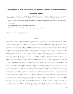 Cross-regional oil palm tree counting and detection via multi-level
  attention domain adaptation network