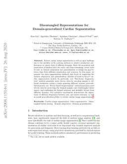 Disentangled Representations for Domain-generalized Cardiac Segmentation