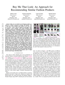 Buy Me That Look: An Approach for Recommending Similar Fashion Products