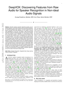 DeepVOX: Discovering Features from Raw Audio for Speaker Recognition in
  Non-ideal Audio Signals