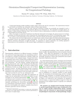 Orientation-Disentangled Unsupervised Representation Learning for
  Computational Pathology