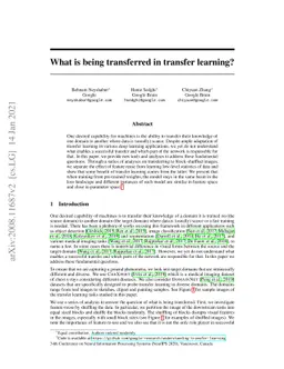 What is being transferred in transfer learning?