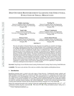 Deep Inverse Reinforcement Learning for Structural Evolution of Small
  Molecules
