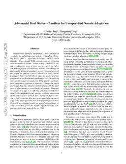 Adversarial Dual Distinct Classifiers for Unsupervised Domain Adaptation