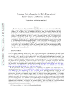 Dynamic Batch Learning in High-Dimensional Sparse Linear Contextual
  Bandits