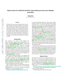 Improvement of a dedicated model for open domain persona-aware dialogue
  generation