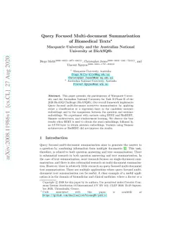 Query Focused Multi-document Summarisation of Biomedical Texts