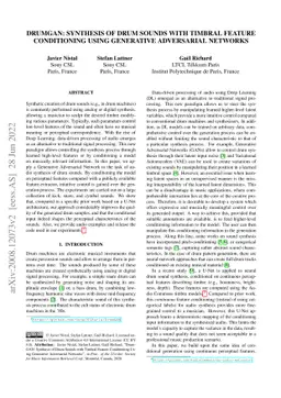 DrumGAN: Synthesis of Drum Sounds With Timbral Feature Conditioning
  Using Generative Adversarial Networks