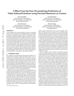 A Blast From the Past: Personalizing Predictions of Video-Induced
  Emotions using Personal Memories as Context