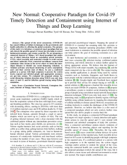 New Normal: Cooperative Paradigm for Covid-19 Timely Detection and
  Containment using Internet of Things and Deep Learning