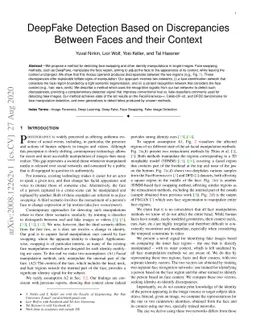 DeepFake Detection Based on the Discrepancy Between the Face and its
  Context