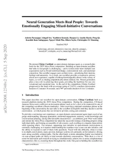 Neural Generation Meets Real People: Towards Emotionally Engaging
  Mixed-Initiative Conversations