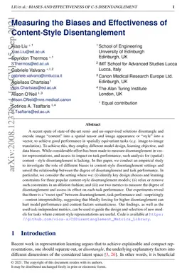 Measuring the Biases and Effectiveness of Content-Style Disentanglement