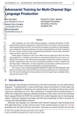 Adversarial Training for Multi-Channel Sign Language Production