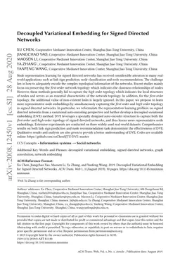 Decoupled Variational Embedding for Signed Directed Networks