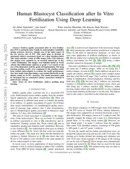 Human Blastocyst Classification after In Vitro Fertilization Using Deep
  Learning