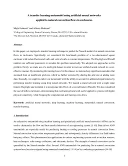 A transfer learning metamodel using artificial neural networks applied
  to natural convection flows in enclosures