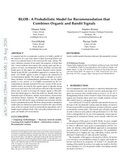 BLOB : A Probabilistic Model for Recommendation that Combines Organic
  and Bandit Signals