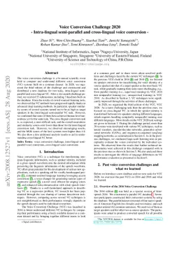 Voice Conversion Challenge 2020: Intra-lingual semi-parallel and
  cross-lingual voice conversion