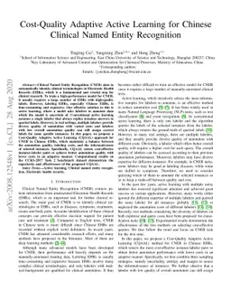 Cost-Quality Adaptive Active Learning for Chinese Clinical Named Entity
  Recognition
