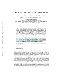 Next-Best View Policy for 3D Reconstruction