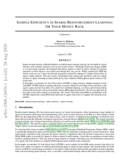 Sample Efficiency in Sparse Reinforcement Learning: Or Your Money Back