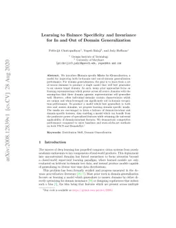 Learning to Balance Specificity and Invariance for In and Out of Domain
  Generalization