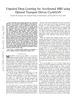 Unpaired Deep Learning for Accelerated MRI using Optimal Transport
  Driven CycleGAN