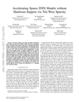 Accelerating Sparse DNN Models without Hardware-Support via Tile-Wise
  Sparsity