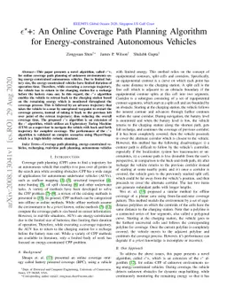 $ε^*$+: An Online Coverage Path Planning Algorithm for
  Energy-constrained Autonomous Vehicles
