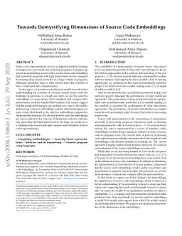 Towards Demystifying Dimensions of Source Code Embeddings