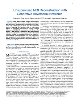 Unsupervised MRI Reconstruction with Generative Adversarial Networks