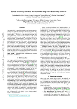 Speech Pseudonymisation Assessment Using Voice Similarity Matrices