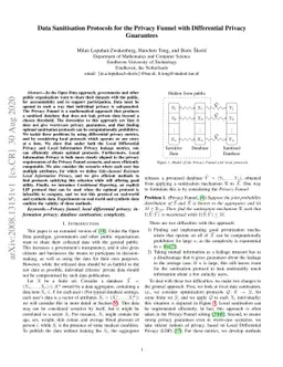 Data Sanitisation Protocols for the Privacy Funnel with Differential
  Privacy Guarantees