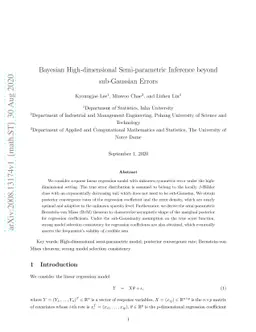 Bayesian High-dimensional Semi-parametric Inference beyond sub-Gaussian
  Errors