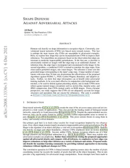 Shape Defense Against Adversarial Attacks