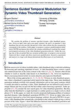 Sentence Guided Temporal Modulation for Dynamic Video Thumbnail
  Generation