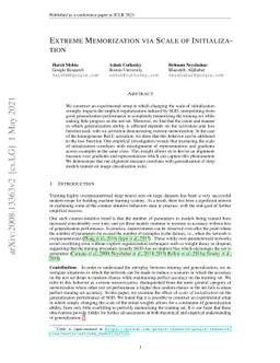 Extreme Memorization via Scale of Initialization