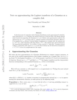 Note on approximating the Laplace transform of a Gaussian on a complex
  disk