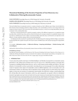 Theoretical Modeling of the Iterative Properties of User Discovery in a
  Collaborative Filtering Recommender System