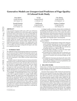 Generative Models are Unsupervised Predictors of Page Quality: A
  Colossal-Scale Study