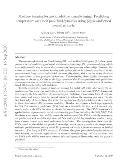 Machine learning for metal additive manufacturing: Predicting
  temperature and melt pool fluid dynamics using physics-informed neural
  networks