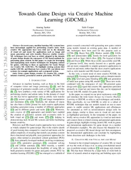 Towards Game Design via Creative Machine Learning (GDCML)