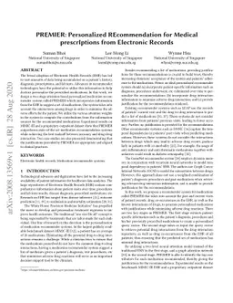 PREMIER: Personalized REcommendation for Medical prescrIptions from
  Electronic Records