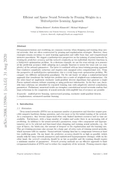 Efficient and Sparse Neural Networks by Pruning Weights in a
  Multiobjective Learning Approach