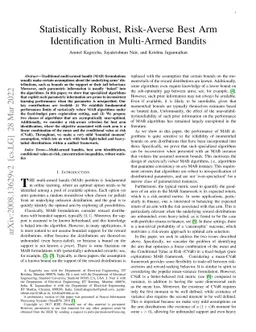Statistically Robust, Risk-Averse Best Arm Identification in Multi-Armed
  Bandits